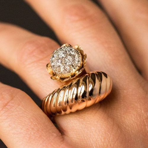 Bague 53 Bague couture en or jaune 18 carats et diamants 58 Facettes 19-360-57