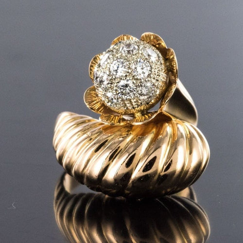 Bague 53 Bague couture en or jaune 18 carats et diamants 58 Facettes 19-360-57