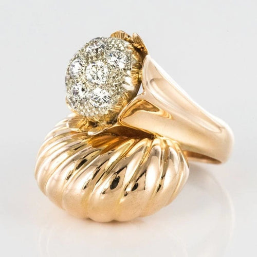Bague 53 Bague couture en or jaune 18 carats et diamants 58 Facettes 19-360-57