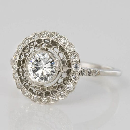 Bague 53 Bague ronde dentelle en platine et diamants 58 Facettes 20-086-55