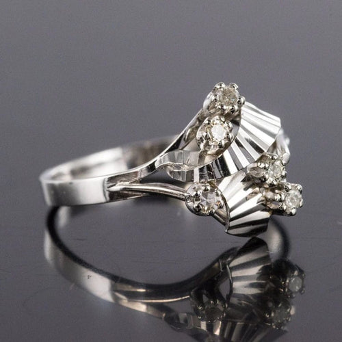 Bague 56 Bague vintage en or blanc 18 carats et diamants 58 Facettes 20-095-51