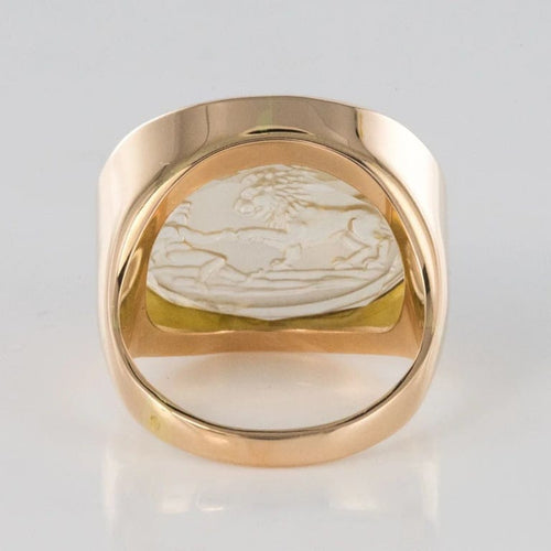 Bague 59 Bague en or rose 18 carats - Intaille sur quartz 58 Facettes 20-082-55