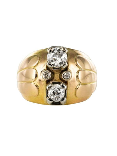 Bague 54 Bague boule rétro en or jaune 18 carats et diamants 58 Facettes 20-170-52