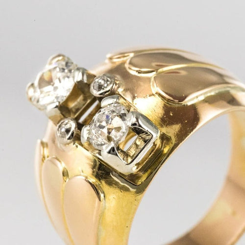 Bague 54 Bague boule rétro en or jaune 18 carats et diamants 58 Facettes 20-170-52