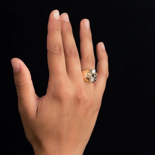 Bague 54 Bague boule rétro en or jaune 18 carats et diamants 58 Facettes 20-170-52