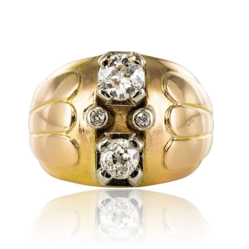 Bague 54 Bague boule rétro en or jaune 18 carats et diamants 58 Facettes 20-170-52