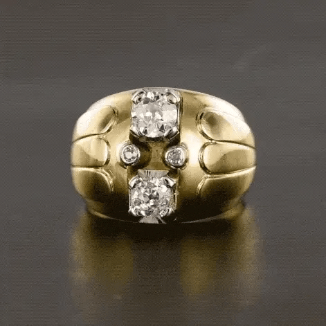 Bague 54 Bague boule rétro en or jaune 18 carats et diamants 58 Facettes 20-170-52