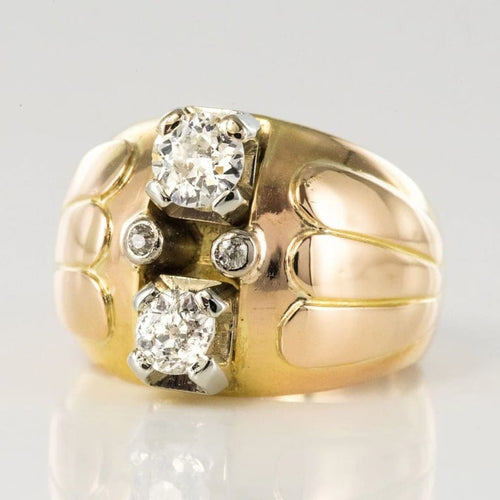 Bague 54 Bague boule rétro en or jaune 18 carats et diamants 58 Facettes 20-170-52