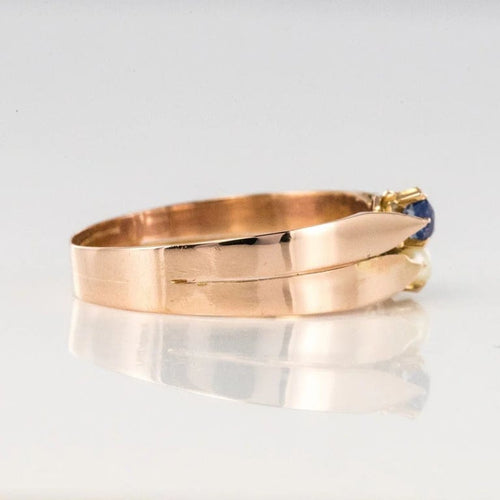 Bague 58 Bague toi et moi ancienne en or rose 18 ct, perle fine et saphir 58 Facettes 20-232-56