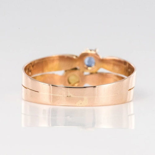 Bague 58 Bague toi et moi ancienne en or rose 18 ct, perle fine et saphir 58 Facettes 20-232-56