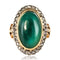 Bague 58 Bague pompadour ancienne en or rose 18 carats, agate verte et diamants 58 Facettes 20-246-56