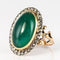 Bague 58 Bague pompadour ancienne en or rose 18 carats, agate verte et diamants 58 Facettes 20-246-56