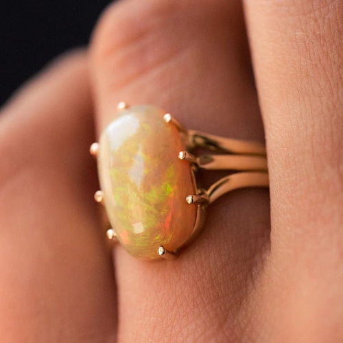 Bague 62 Bague ancienne en or jaune 18 carats et opale australienne 58 Facettes 20-226-54