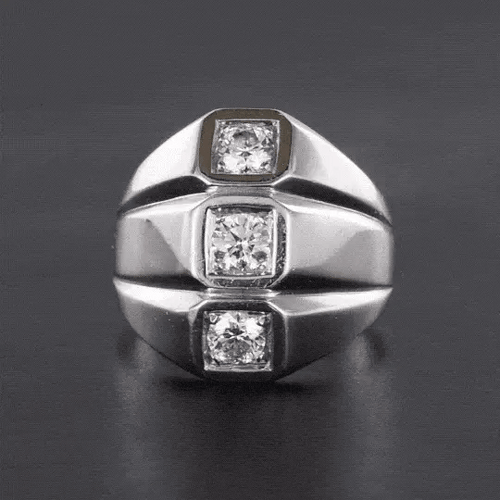 Bague 53 Bague moderniste en or blanc 18 carats et diamants 58 Facettes 20-203-50