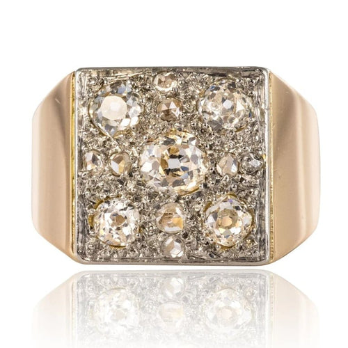 Bague 55 Bague Art déco pavée de diamants en or rose 18 carats et platine 58 Facettes 20-157