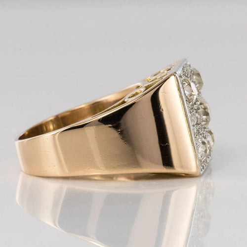 Bague 55 Bague Art déco pavée de diamants en or rose 18 carats et platine 58 Facettes 20-157