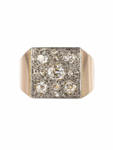 Bague 55 Bague Art déco pavée de diamants en or rose 18 carats et platine 58 Facettes 20-157