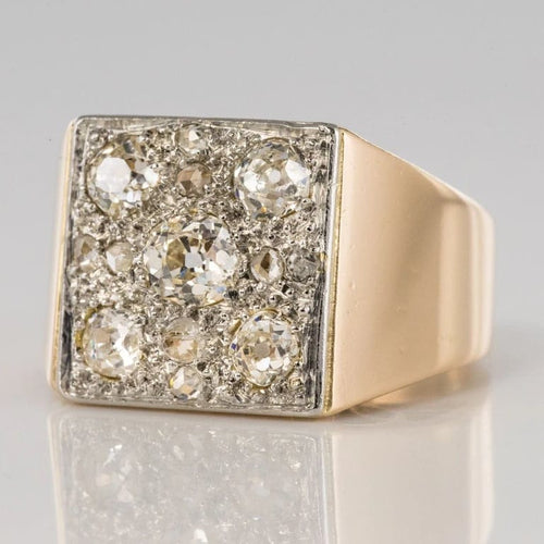 Bague 55 Bague Art déco pavée de diamants en or rose 18 carats et platine 58 Facettes 20-157