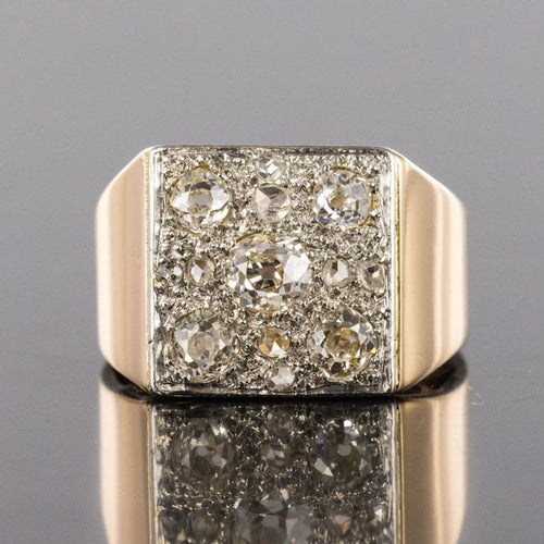 Bague 55 Bague Art déco pavée de diamants en or rose 18 carats et platine 58 Facettes 20-157