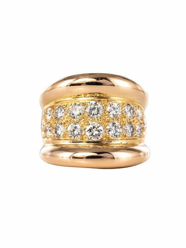 Bague 50 Bague jonc godrons pavée de diamants en or rose 18 carats 58 Facettes 20-238-47