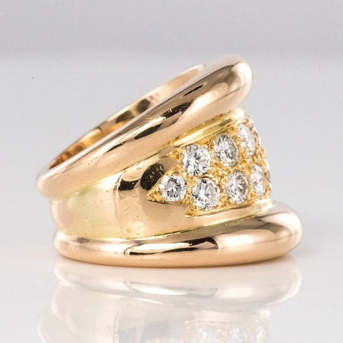 Bague 50 Bague jonc godrons pavée de diamants en or rose 18 carats 58 Facettes 20-238-47