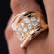 Bague 50 Bague jonc godrons pavée de diamants en or rose 18 carats 58 Facettes 20-238-47