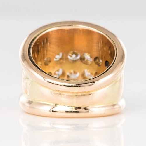 Bague 50 Bague jonc godrons pavée de diamants en or rose 18 carats 58 Facettes 20-238-47