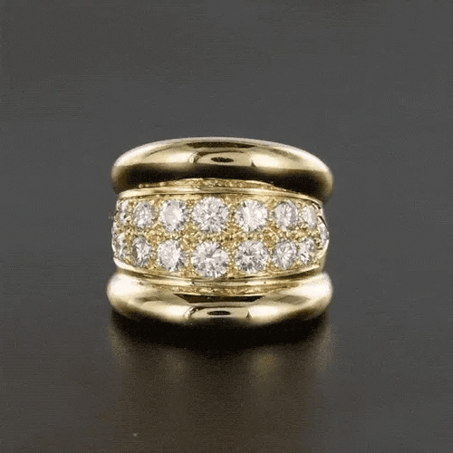 Bague 50 Bague jonc godrons pavée de diamants en or rose 18 carats 58 Facettes 20-238-47