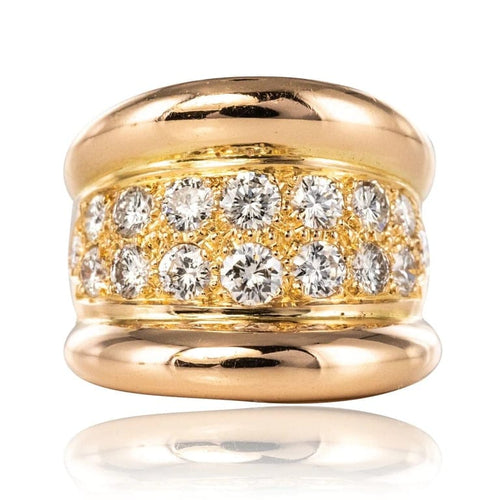Bague 50 Bague jonc godrons pavée de diamants en or rose 18 carats 58 Facettes 20-238-47