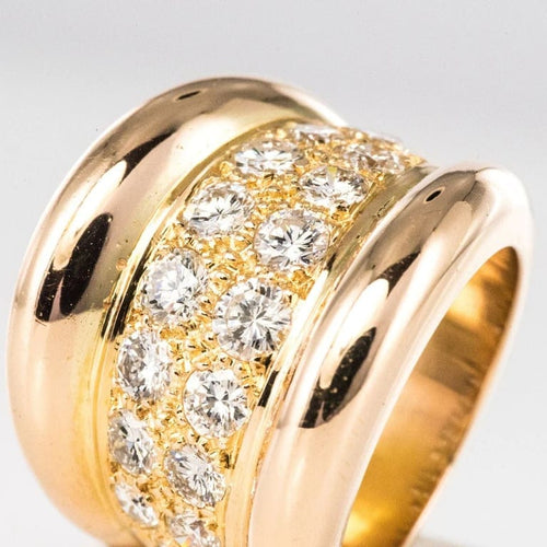 Bague 50 Bague jonc godrons pavée de diamants en or rose 18 carats 58 Facettes 20-238-47