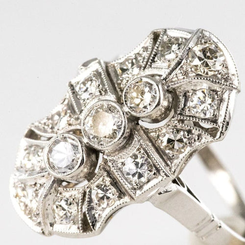 Bague 53 Bague style Art déco en or blanc 18 carats et diamants 58 Facettes 20-263-57