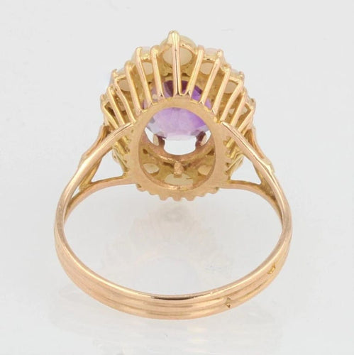 Bague 57 Bague ancienne en or jaune 18 carats, améthyste et perles 58 Facettes 20-569-50