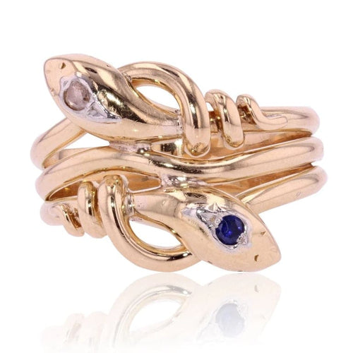 Bague 68 Bague ancienne serpents en or jaune 18 carats, saphir et diamant 58 Facettes 20-524-65