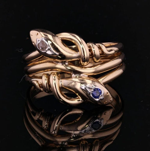 Bague 68 Bague ancienne serpents en or jaune 18 carats, saphir et diamant 58 Facettes 20-524-65