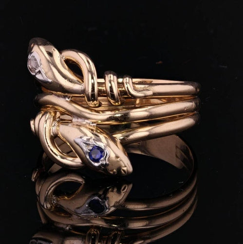 Bague 68 Bague ancienne serpents en or jaune 18 carats, saphir et diamant 58 Facettes 20-524-65