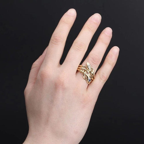 Bague 68 Bague ancienne serpents en or jaune 18 carats, saphir et diamant 58 Facettes 20-524-65