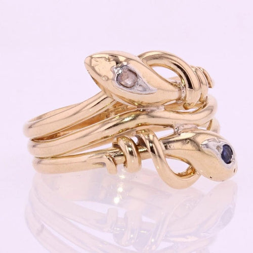Bague 68 Bague ancienne serpents en or jaune 18 carats, saphir et diamant 58 Facettes 20-524-65