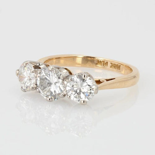 Bague 55 Bague jarretière ancienne - Or jaune 18 carats, platine et diamants 58 Facettes 21-001-50