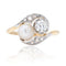 Bague 52 Bague toi et moi ancienne en or jaune et platine, diamants et perle fine 58 Facettes 20-509-48