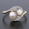 Bague 52 Bague toi et moi ancienne en or jaune et platine, diamants et perle fine 58 Facettes 20-509-48