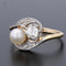 Bague 52 Bague toi et moi ancienne en or jaune et platine, diamants et perle fine 58 Facettes 20-509-48