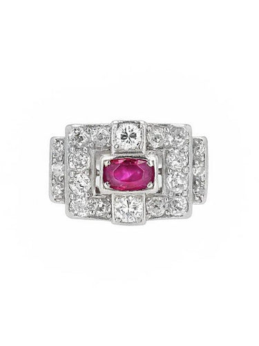 Bague 51 Bague Art déco en platine, rubis et diamants 58 Facettes 20-600-48