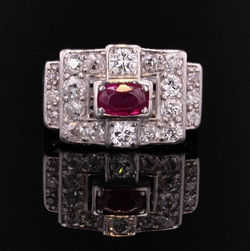 Bague 51 Bague Art déco en platine, rubis et diamants 58 Facettes 20-600-48