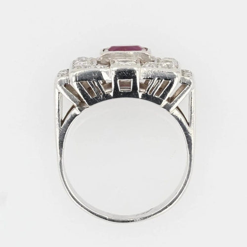 Bague 51 Bague Art déco en platine, rubis et diamants 58 Facettes 20-600-48