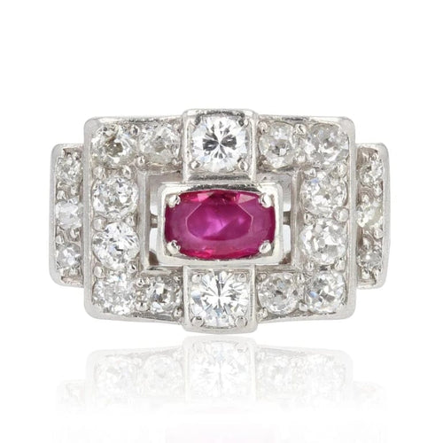 Bague 51 Bague Art déco en platine, rubis et diamants 58 Facettes 20-600-48