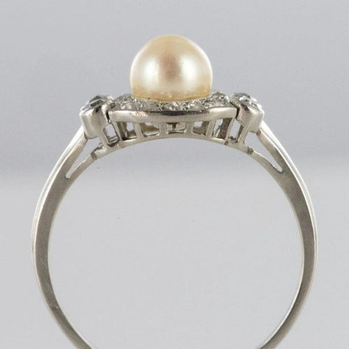 Bague 58 Art déco - Bague en platine avec perle de culture et diamants 58 Facettes 19-278-54