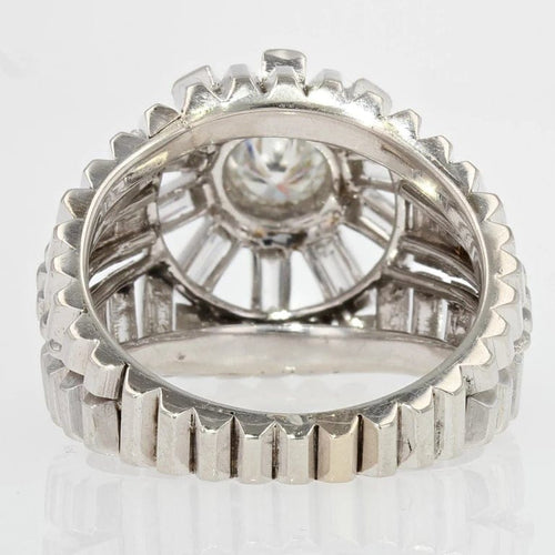 Bague 62 Bague dôme en or blanc 18 carats et diamants baguette 58 Facettes 20-589-59