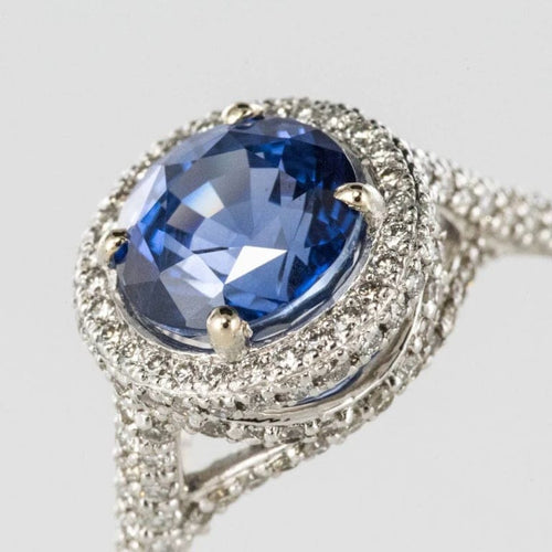 Bague 54 Bague en platine au saphir de Ceylan et diamants 58 Facettes 19-250-53