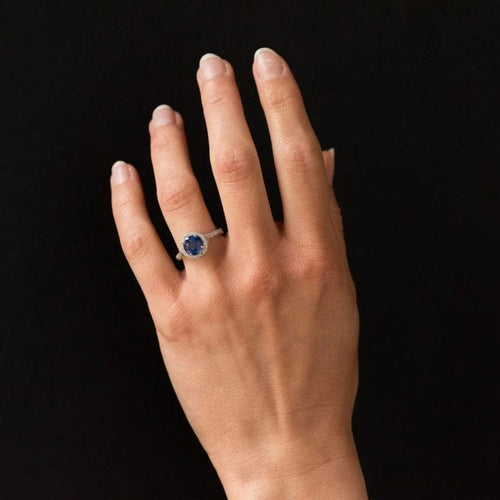Bague 54 Bague en platine au saphir de Ceylan et diamants 58 Facettes 19-250-53