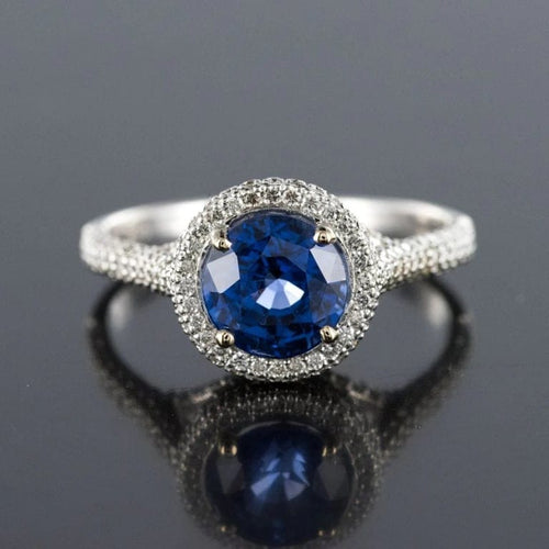 Bague 54 Bague en platine au saphir de Ceylan et diamants 58 Facettes 19-250-53